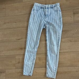 H&M Light Blue Striped Skinny Jeans